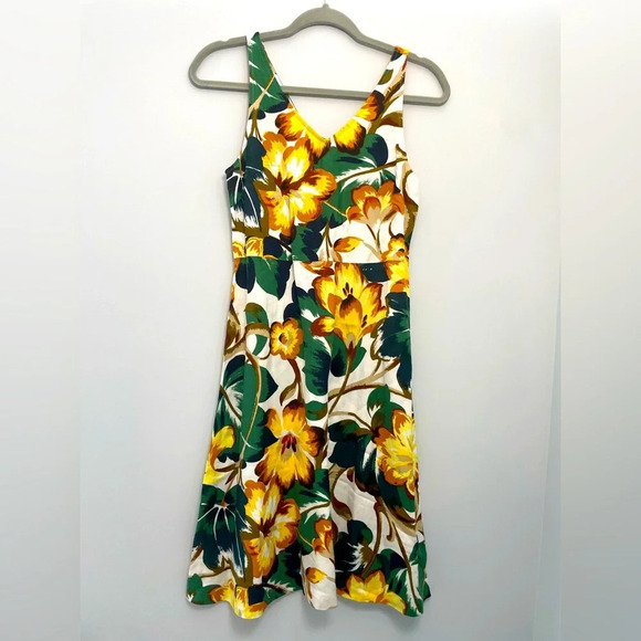 ANN TAYLOR Factory Yellow Floral Dress Sz 0P - Picture 1 of 4